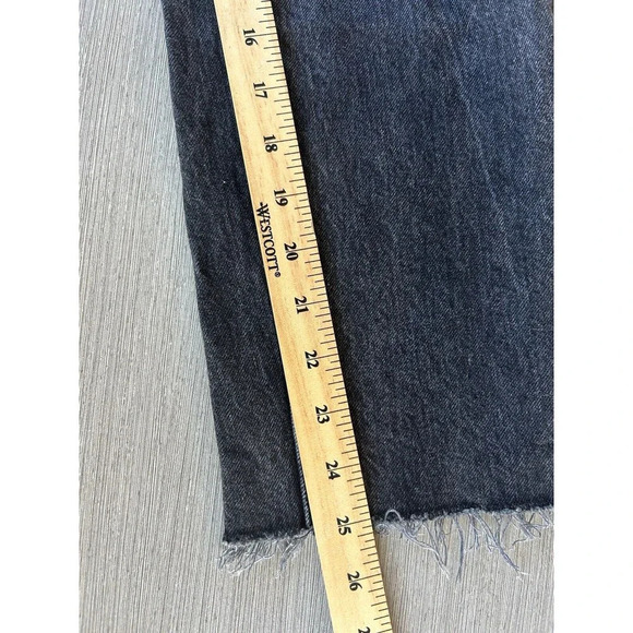 Abercrombie & Fitch Mom Jeans High Waisted Raw Hem Black 24 - Picture 8 of 8